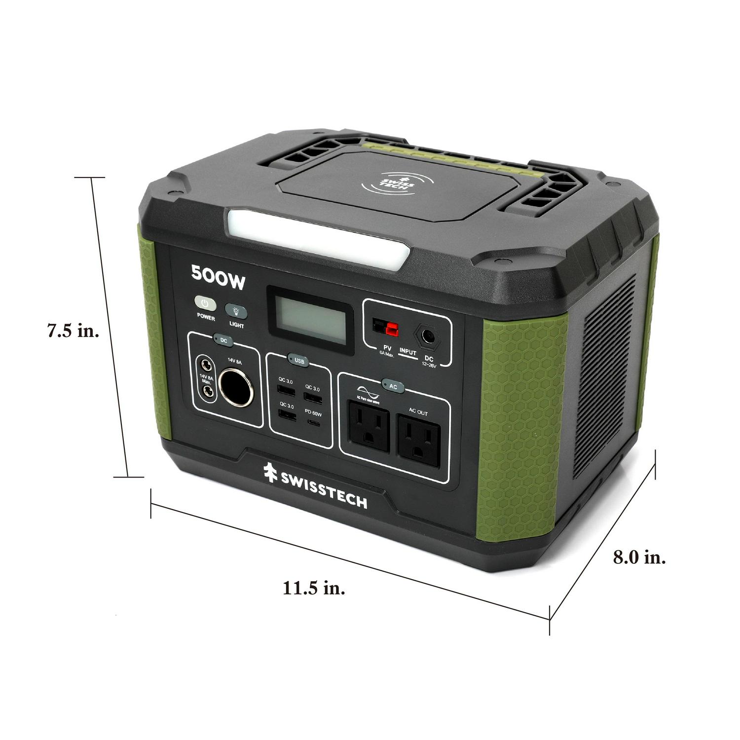 Swiss Tech 500W portable power station 519Wh solar compatible battery for outdoor & emergency use - Image 4