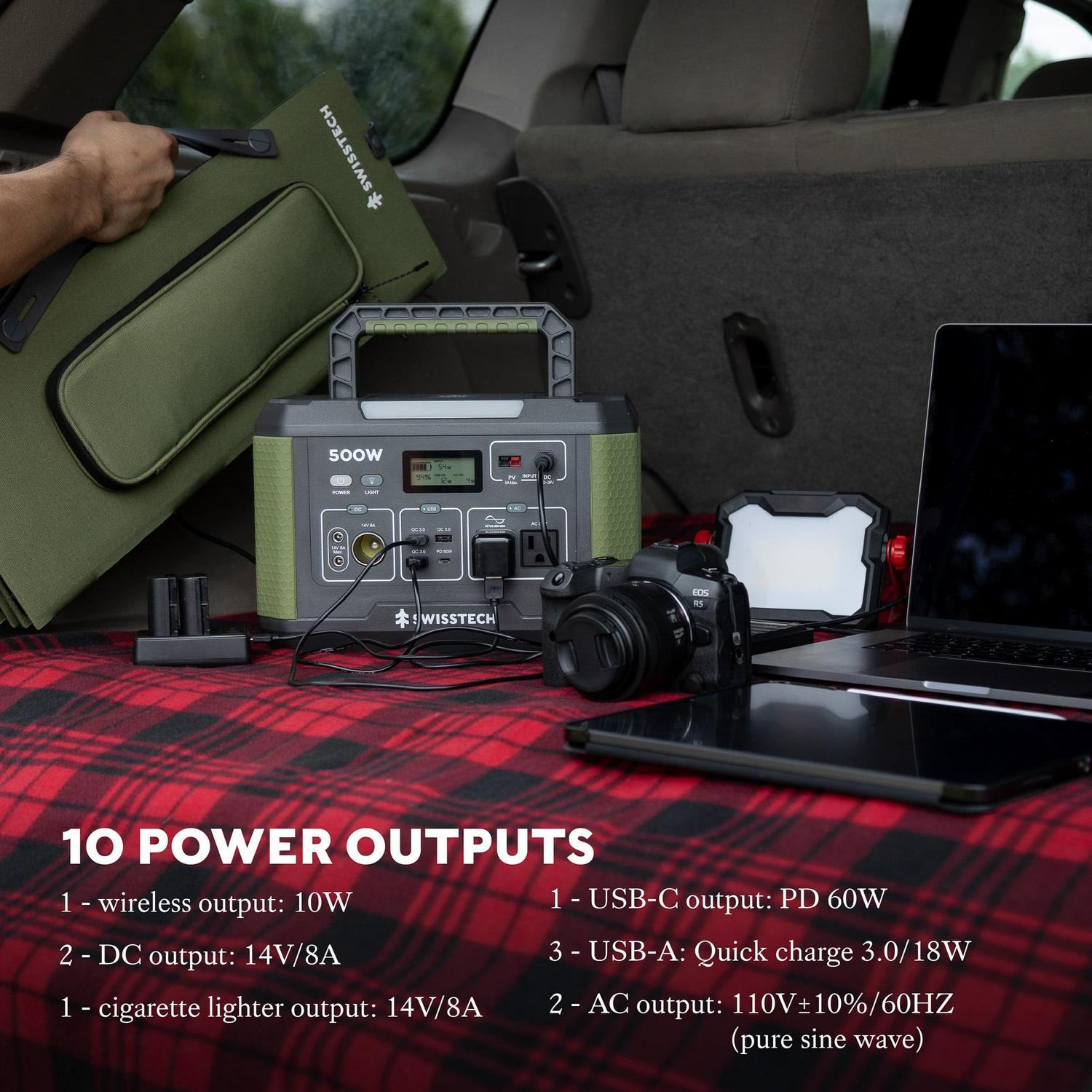 Swiss Tech 500W portable power station 519Wh solar compatible battery for outdoor & emergency use - Image 6