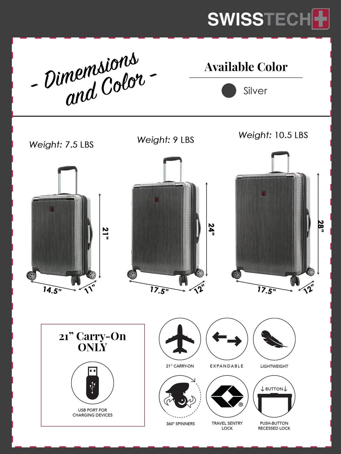 Swiss Tech Excursion 29" Hard side Rolling Upright Luggage - Charcoal - Image 4