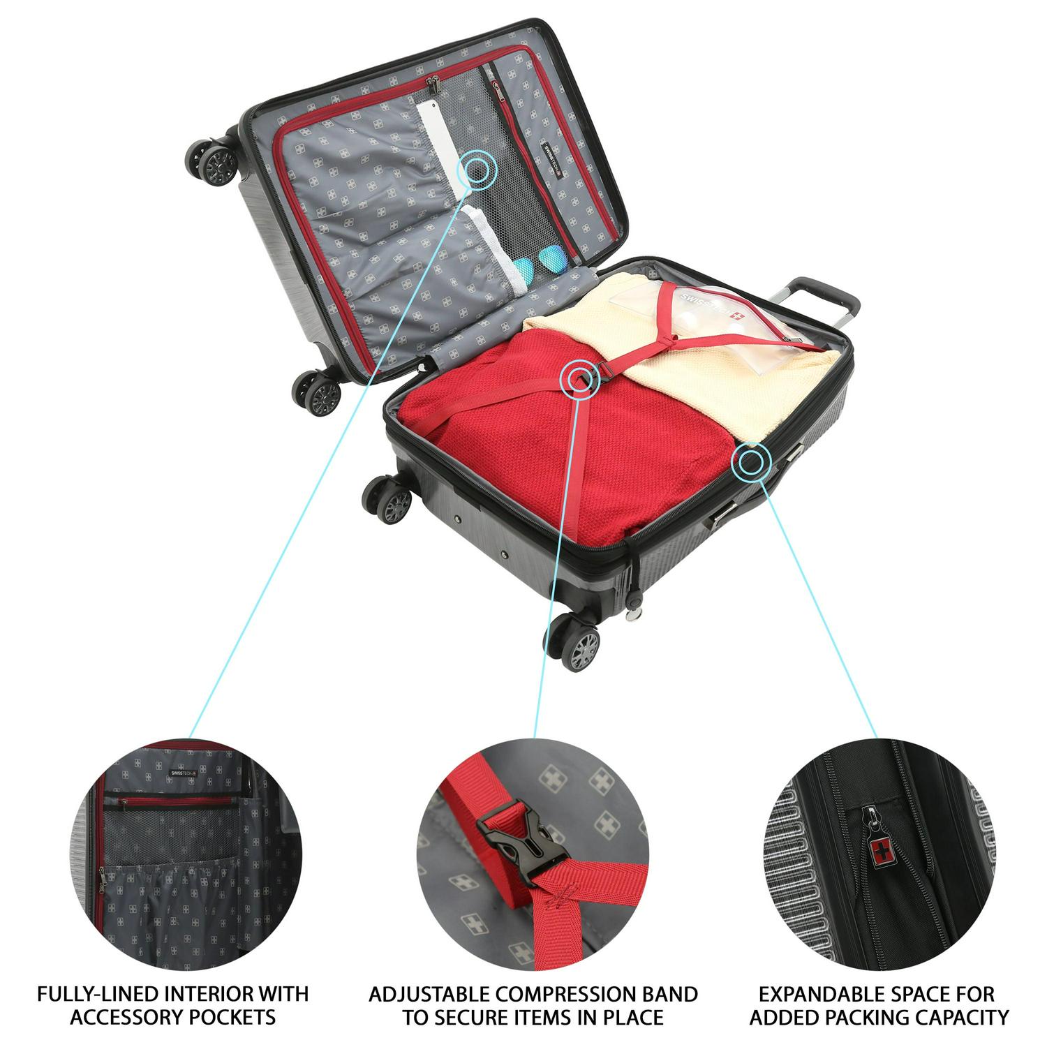 Swiss Tech Excursion 29" Hard side Rolling Upright Luggage - Charcoal - Image 2