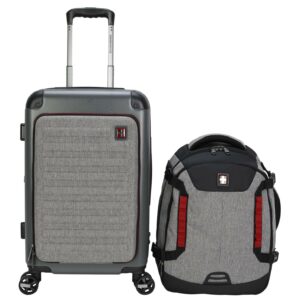 Swiss Tech Hybrid 21"Unisex Luggage with Travel Backpack, 2 Piece Set