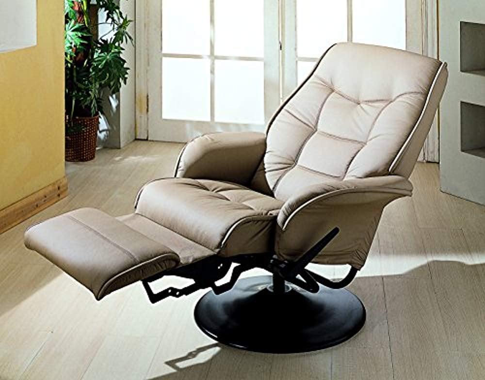 Swivel Recliner with Flared Arm Beige