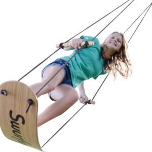 Swurfer The Original Stand Up Surfing Swing, Bamboo Outdoor Swing for Kids and Adults