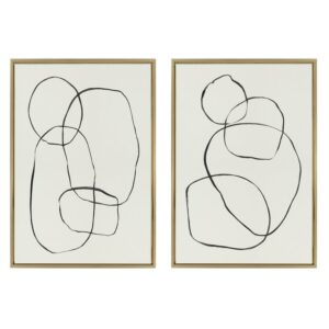 Sylvie Modern Circles and Going in Circles Linen Textured 23 in x 33 in Framed Painting Canvas Art Prints, by Kate and Laurel Set of 2