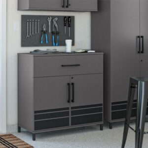 Systembuild Evolution Grit Garage Base Cabinet 2 Door/1 Drawer, Graphite