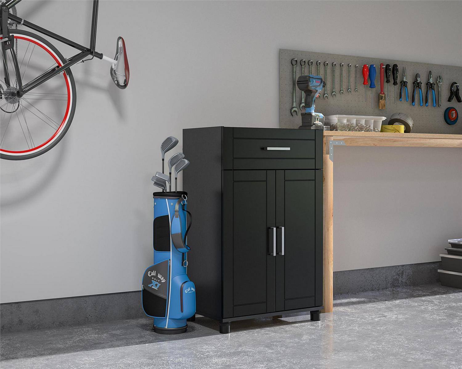 Systembuild Evolution Sylvan 24" 1 Drawer/2 Door Base Garage Storage Cabinet, Black - Image 2