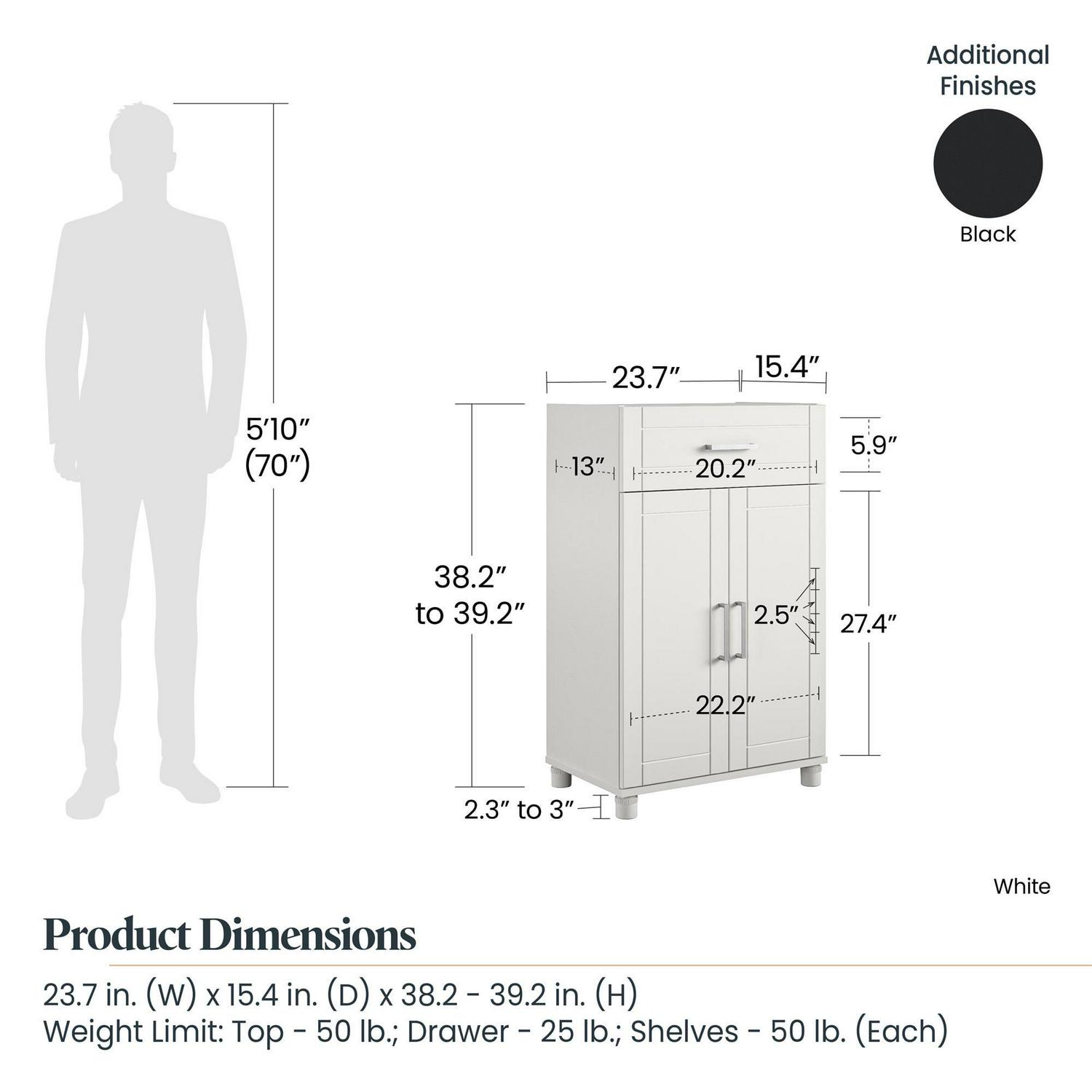 Systembuild Evolution Sylvan 24" 1 Drawer/2 Door Base Garage Storage Cabinet, Black - Image 10
