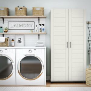 Systembuild Evolution Lingen 36" Wide 2 Door Shiplap Cabinet, White