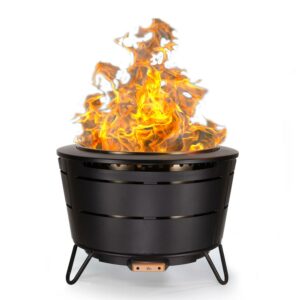 TIKI Reunion Smokeless Fire Pit – 27.5" Stainless Steel Wood Burning Fireplace for Yard, Patio & Camping, Large Outdoor Firepit with Weather-Resistant Cover, Ash Pan & Starter Pack