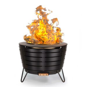 TIKI Patio Smokeless Fire Pit – 25" Stainless Steel Wood Burning Fire Pit for Yard, Patio & Camping with Weather-Resistant Cover, Ash Pan & Wood Pack