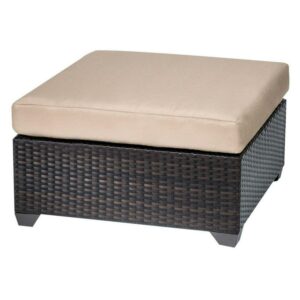 TKC Belle Patio Wicker Ottoman in Wheat