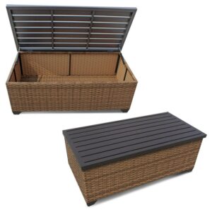 TKC Laguna Outdoor Wicker Storage Coffee Table in Caramel