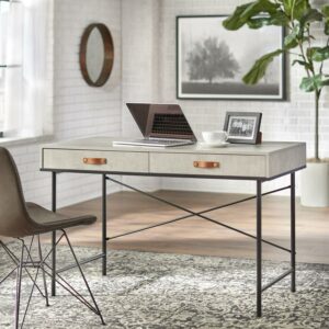 TMS Augusta Laminated MDF Portable 2-Drawer Writing Desk, Gray/Black