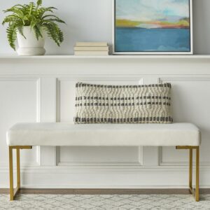 TMS Delarue Modern Velvet Upholstered Bench, White