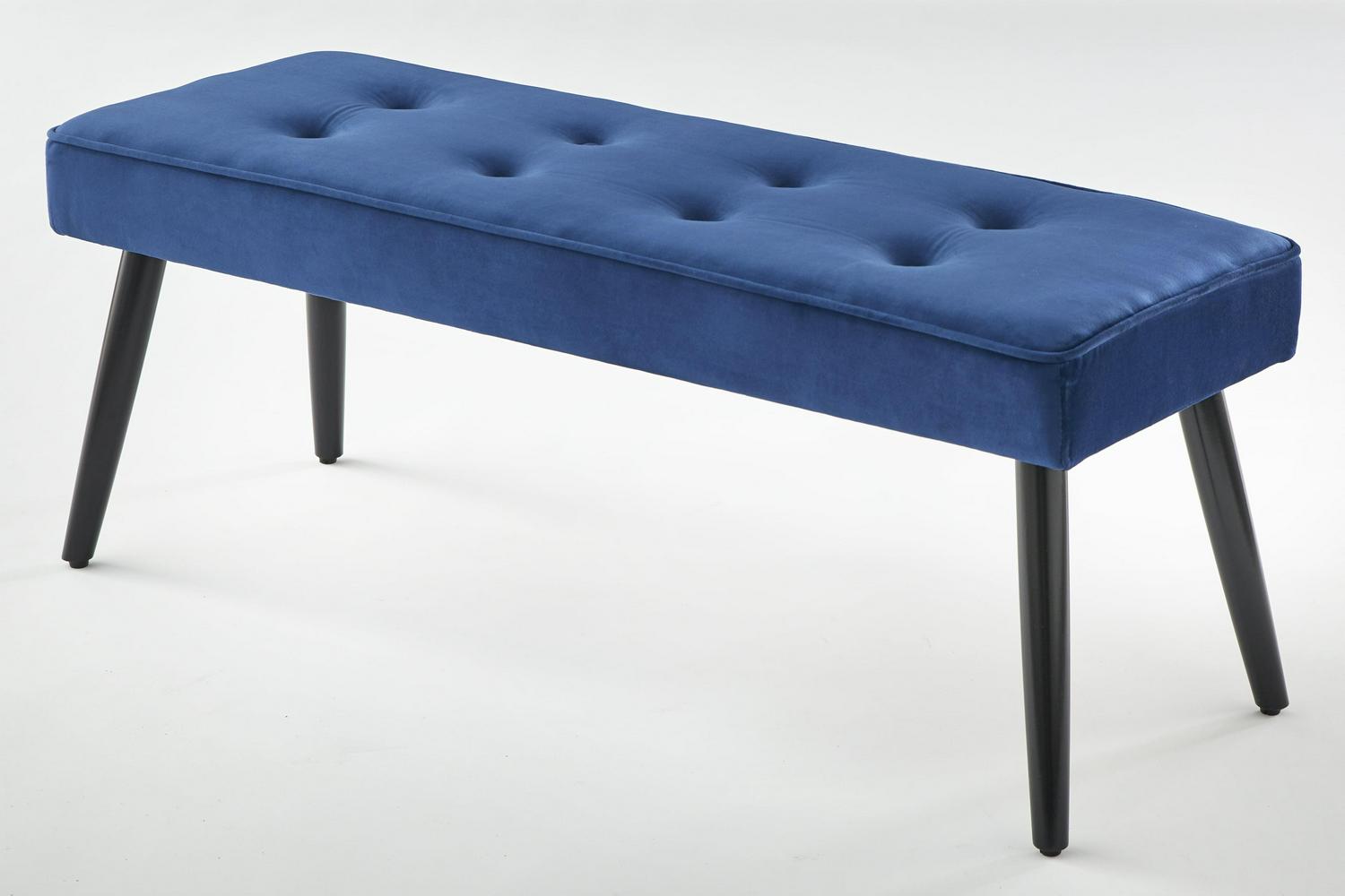 TMS Ezra indoor Velvet Tufted Bench, 48"L x 16.5"W x 18" H, Blue - Image 2