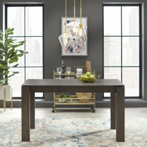 TMS Gogi Modern Rectangular Dining Table, Seats 4, Rustic Gray Finish