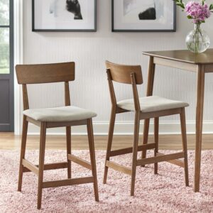 TMS Newington 26” Counter Stool, Walnut and Mocha, Set of 2