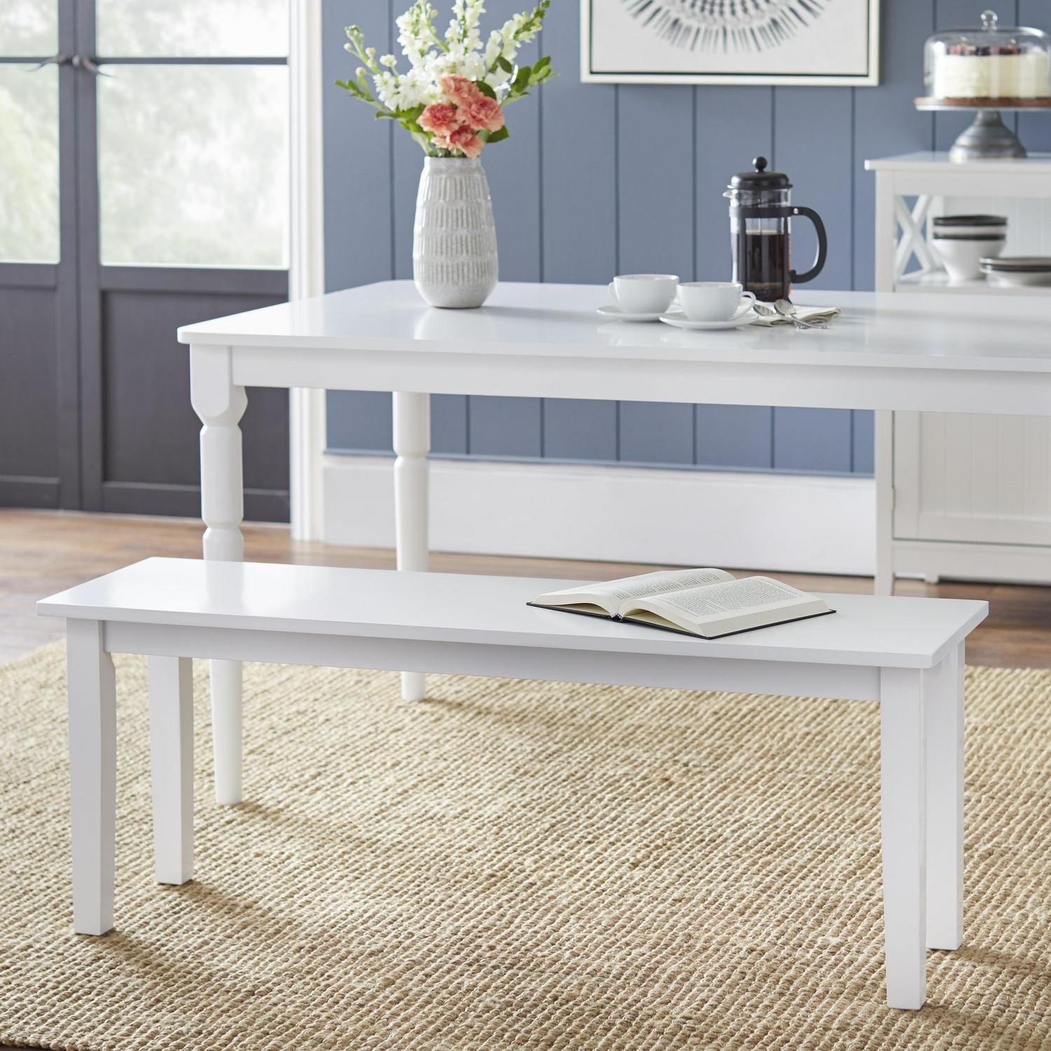 TMS Tiffany Indoor Bench, 47.5"L x 14"W x 18"H, White