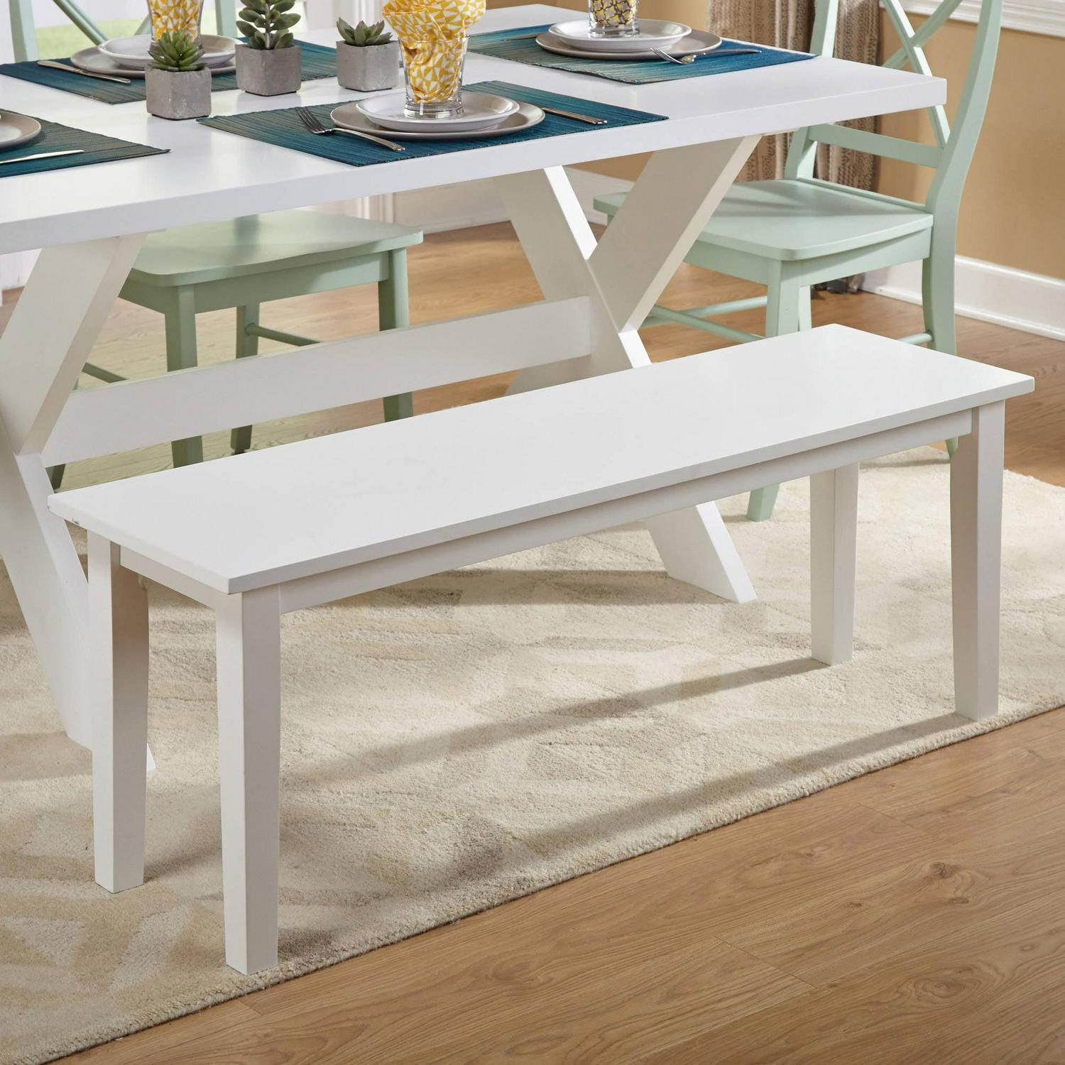 TMS Tiffany Indoor Bench, 47.5"L x 14"W x 18"H, White - Image 2