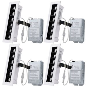 TORCHSTAR 4 Pack 5CCT Dimmable LED Recessed Linear Light with J-Box, 5 Color Temperature Selectable Grille Anti-Glare