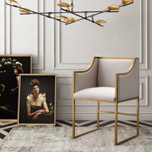 TOV Furniture Atara Cream Velvet Gold Chair with Gold Steel Frame