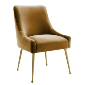 TOV Furniture Beatrix Cognac Velvet Side Chair with Gold Legs