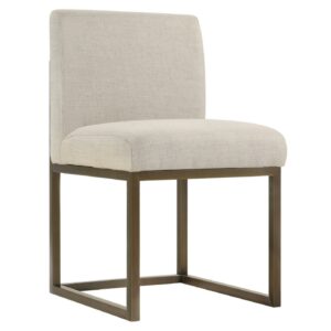 TOV Furniture Haute Beige Linen Chair With Brass Legs