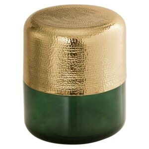 TOV Furniture Kolla Green and Gold Drum Side Table