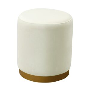 TOV Furniture Opal Cream Velvet Ottoman with Gold Base