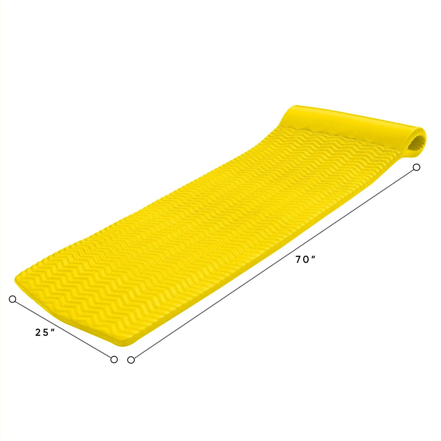 Texas Recreation Serenity 70 Inch Thick Foam Mat Raft Lounger Pool Float, Yellow - Image 7
