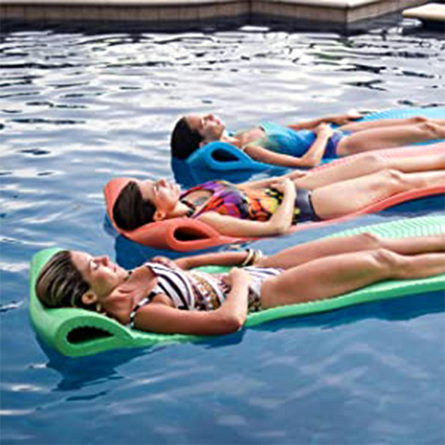 Texas Recreation Serenity 70 Inch Thick Foam Mat Raft Lounger Pool Float, Yellow - Image 4
