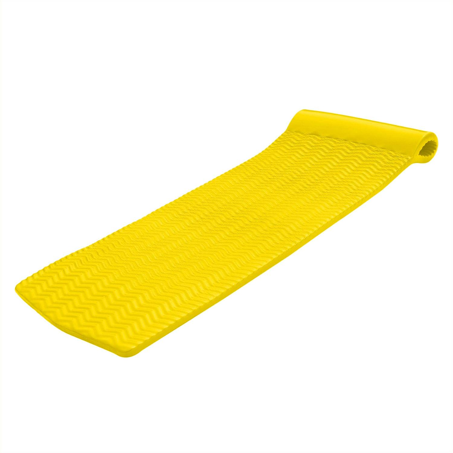 Texas Recreation Serenity 70 Inch Thick Foam Mat Raft Lounger Pool Float, Yellow