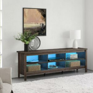 TV Stand for 75 Inch TV Stands with LED Lights, Media Console Entertainment Center Television Table with Open Shelves for Living Room, Black 70 inch