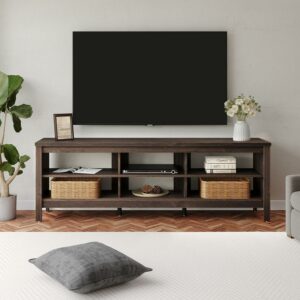 TV Stand for 75" TV, Wood Media TV Console Table Entertainment Center for Living Room, 70-inch, Black