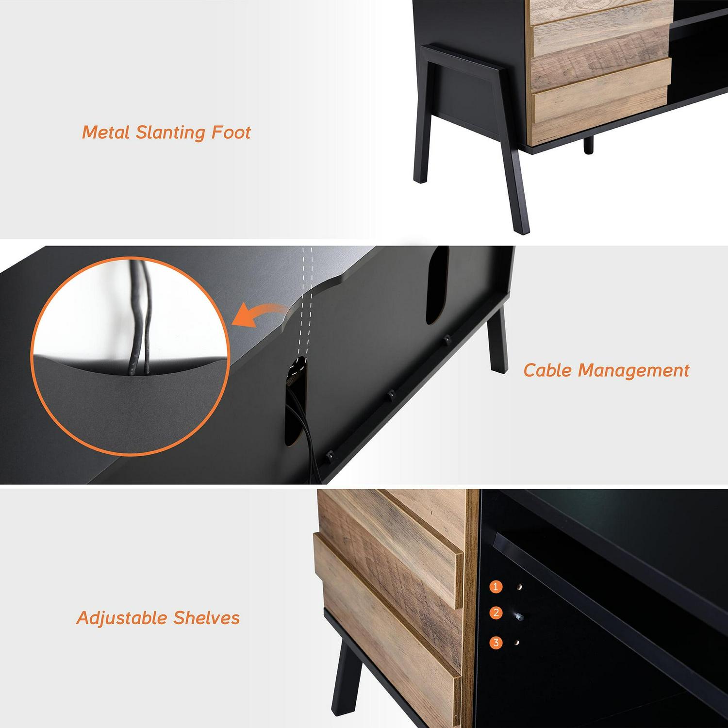 3D Electric Stove Heater, 18-Inch Freestanding Wooden Fireplace End Table for Bedroom and Living Room - Image 4