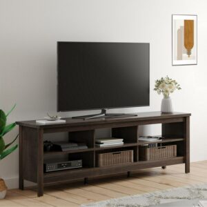 TV Stand for 80 Inch TV, Farmhouse TV Cabinet for 75 inch TV with 6 Storages, Living Room TV Console Table Entertainment Center, 70 inch Espresso