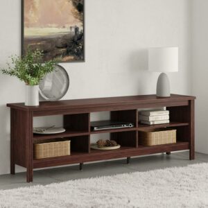 TV Stand for 85 inch TV, Wood Media TV Console Entertainment Center for 90 100 inch TV with 6 Open Shelves for Living Room, 80 inches, Brown
