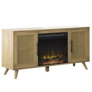 Twin Star Home TV Stand for TVs up to 60" with Electric Fireplace, Campbell Oak