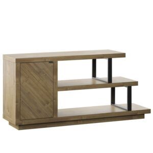 Twin Star Home TV Stand for TVs up to 55” with Asymmetrical Shelves in Anderson Bamboo