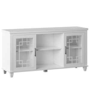 TV Stand for TVs up to 60" with Glass Doors in White