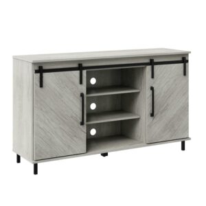 TV Stand for TVs up to 60” with Diagonally Planked Sliding Barn Doors in Sargent Oak