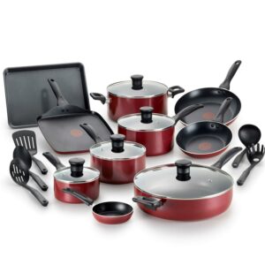 T-Fal Easy Care Thermo-Spot Non-Stick Dishwasher Safe Red Cookware, 20 Piece