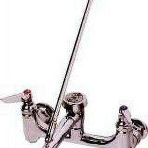 T&S Brass - Service Sink Faucet, Wall Mount, 8'' Centers, Built-In Stops, Vacuum Breaker, Rough