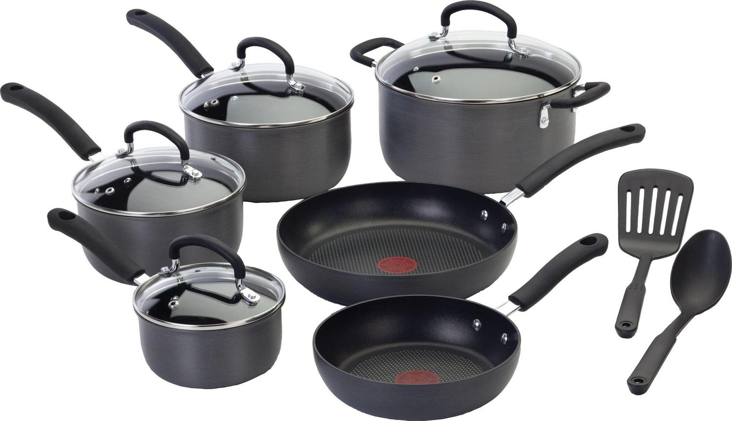 T-fal Ultimate Hard Anodized Titanium Nonstick Cookware, 12 piece Set, Grey