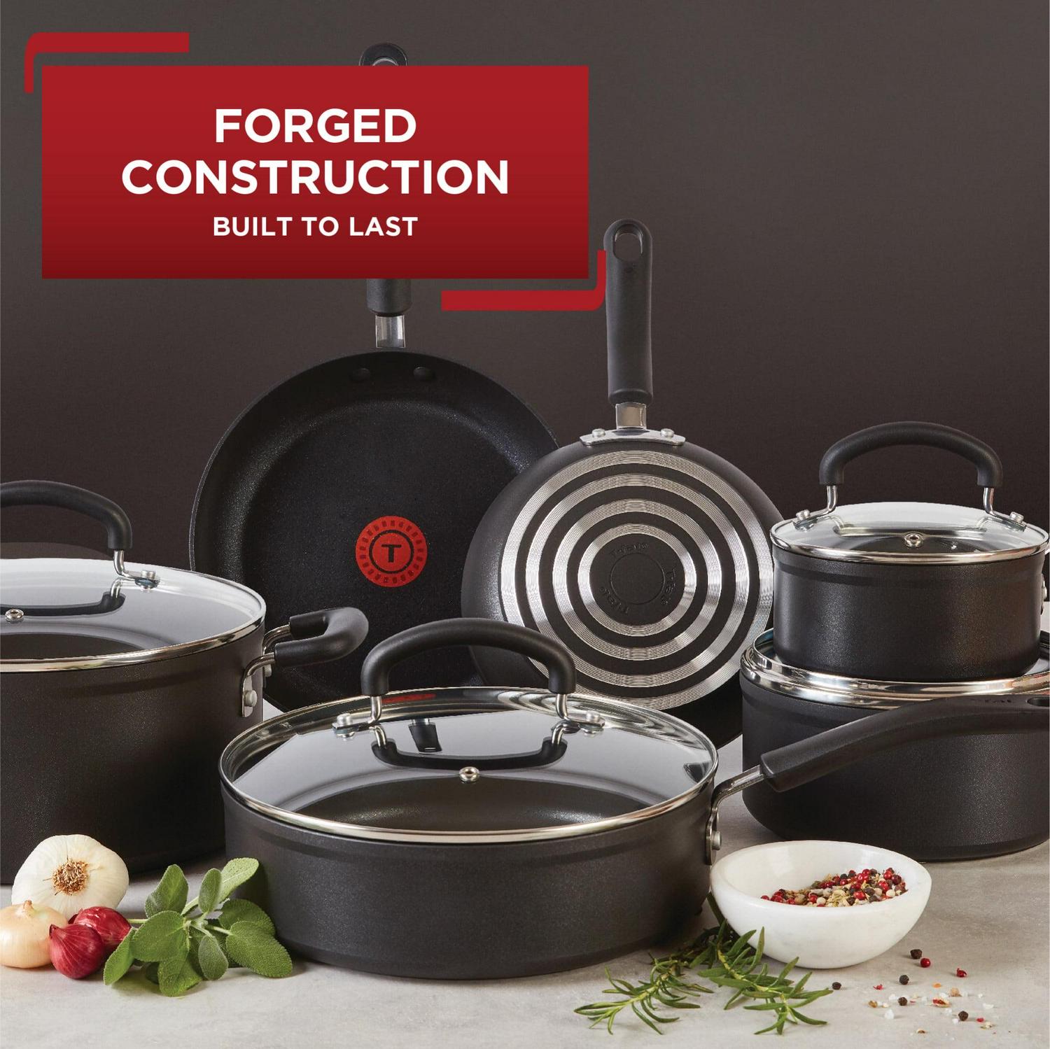 T-fal Excellence 12 Piece Titanium Non-Stick Cookware Set, Black, Dishwasher Safe - Image 4