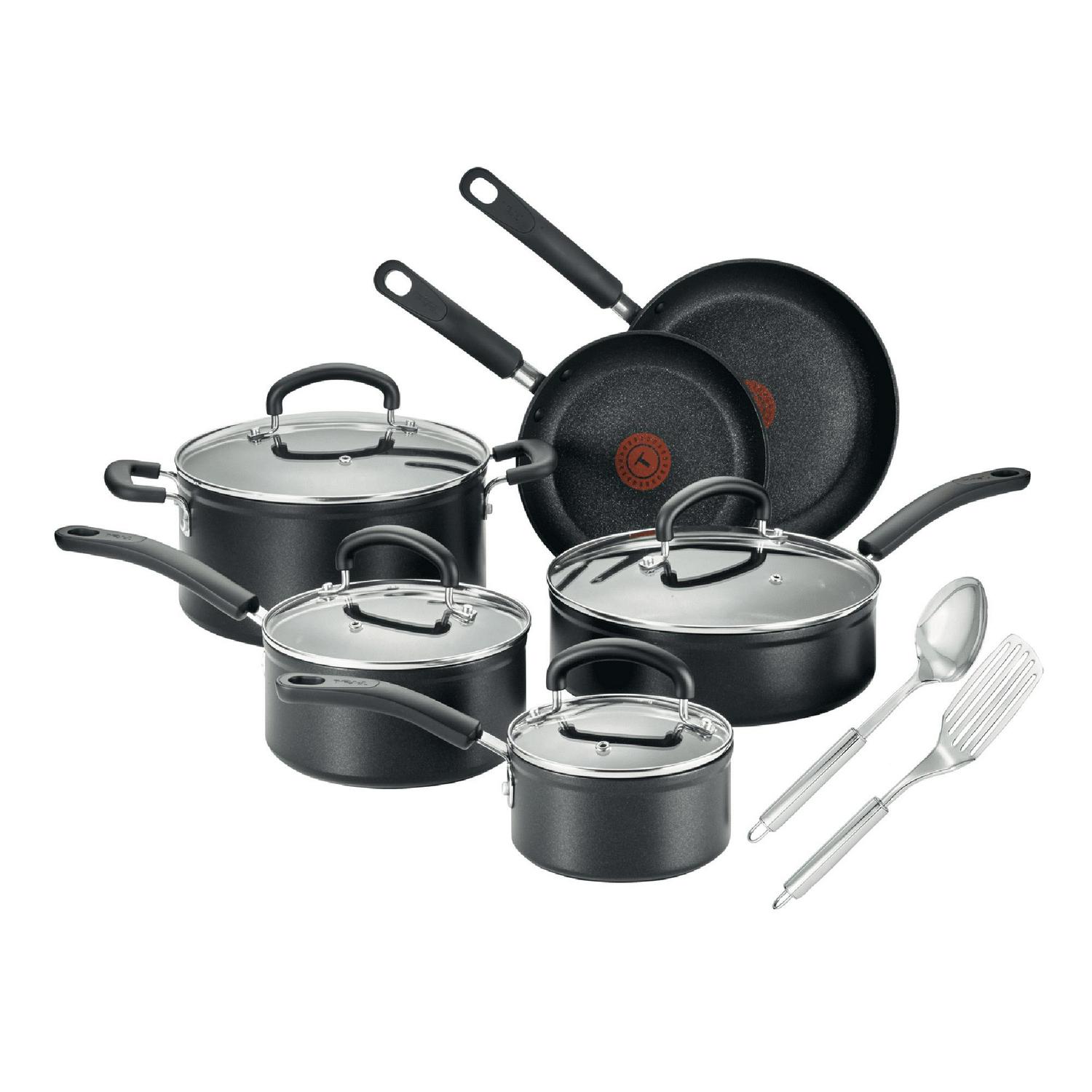 T-fal Excellence 12 Piece Titanium Non-Stick Cookware Set, Black, Dishwasher Safe