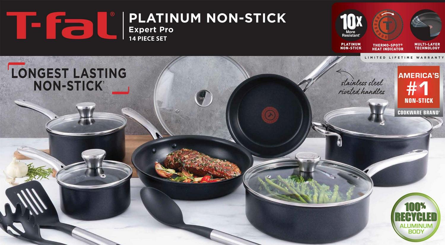 T-fal Expert Pro Platinum Non-Stick Cookware Set, 14-Piece, Black - Image 22