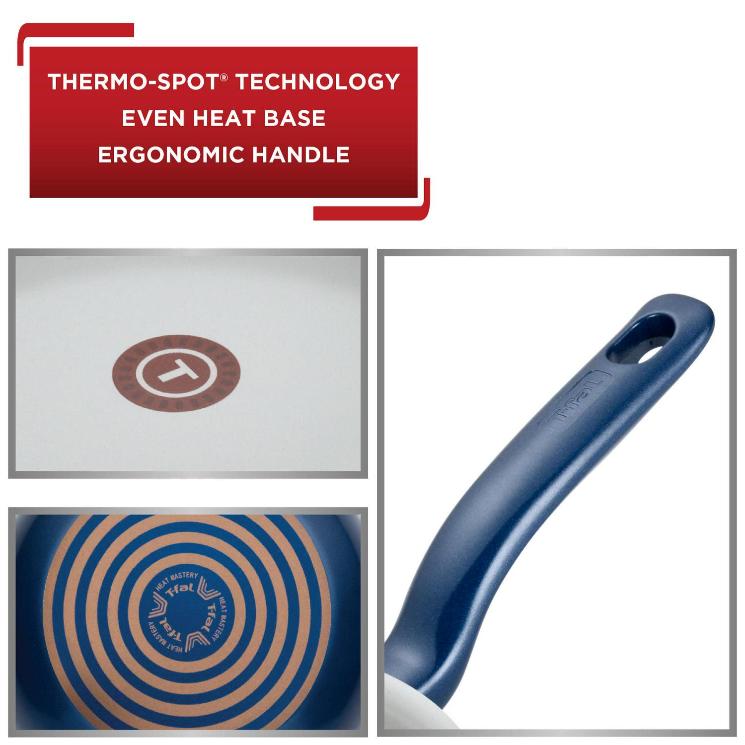 T-fal Initiatives Ceramic Cookware, 14 Piece Set, Blue, G918SE64 - Image 3