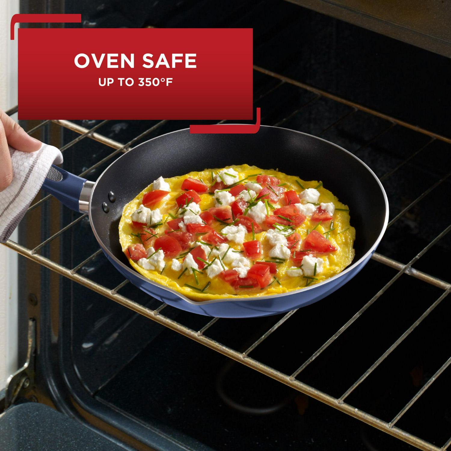 T-fal Initiatives Ceramic Cookware, 14 Piece Set, Blue, G918SE64 - Image 4