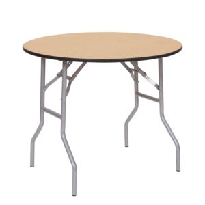36 inch WFT Series Birch Wood Round Folding Table - Rubber Edge